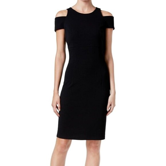 Vince Camuto 2 Dress Black Formal Black Tie Fitted Knee Cap Sleeves - Picture 1 of 7